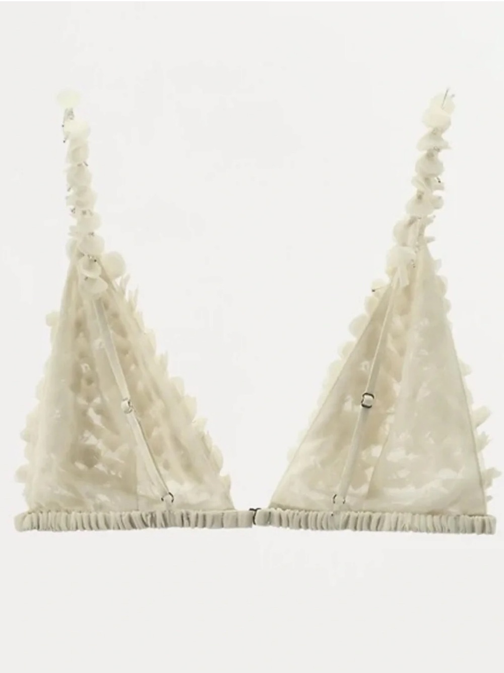Zara Cream Ruffle Triangle Bralette - Picture 4 of 7